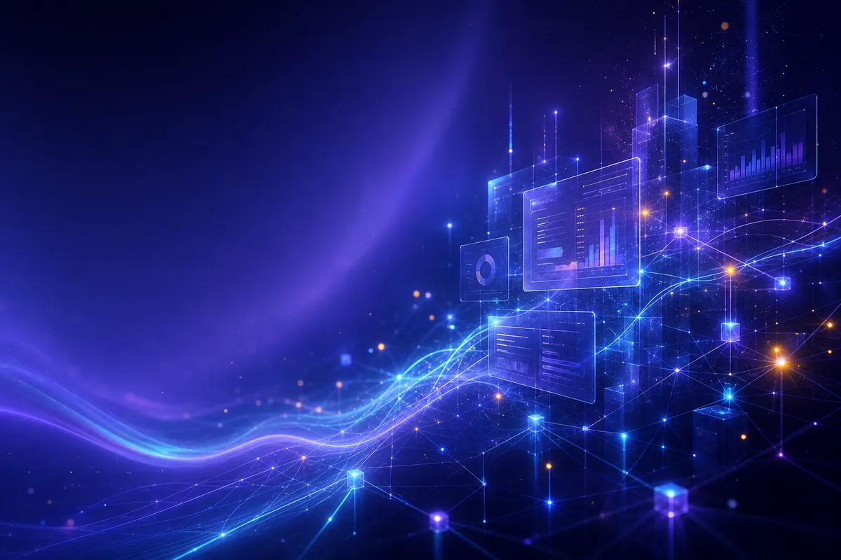 Abstract AI-native banking network visual