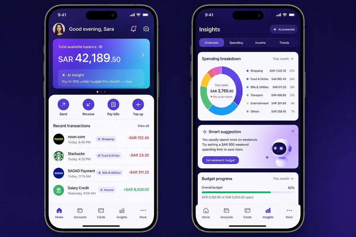 KORE white-label mobile experience including insurance products